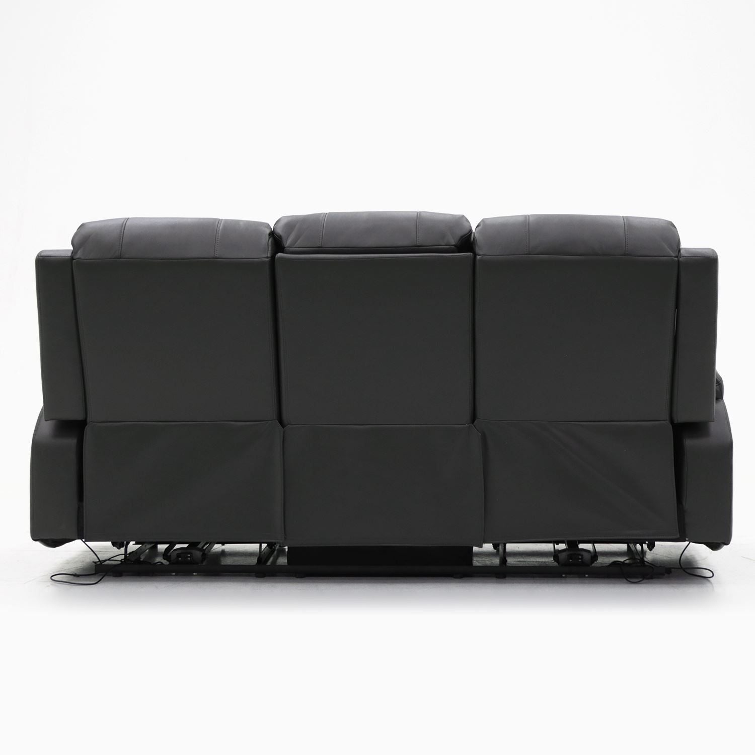 Black Leather Effect 3 Seater Electric Recliner Sofa