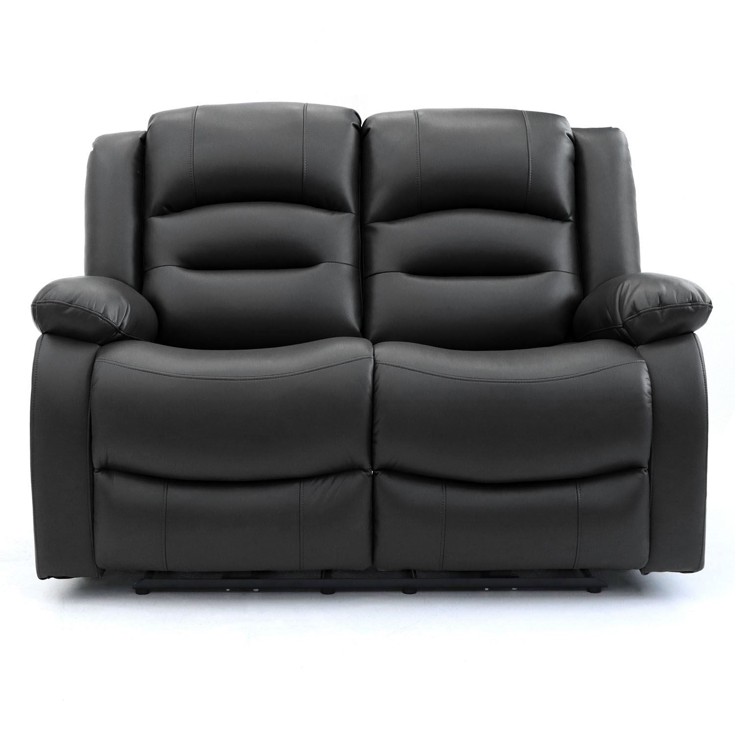 Black Leather Effect 2 Seater Electric Recliner Sofa