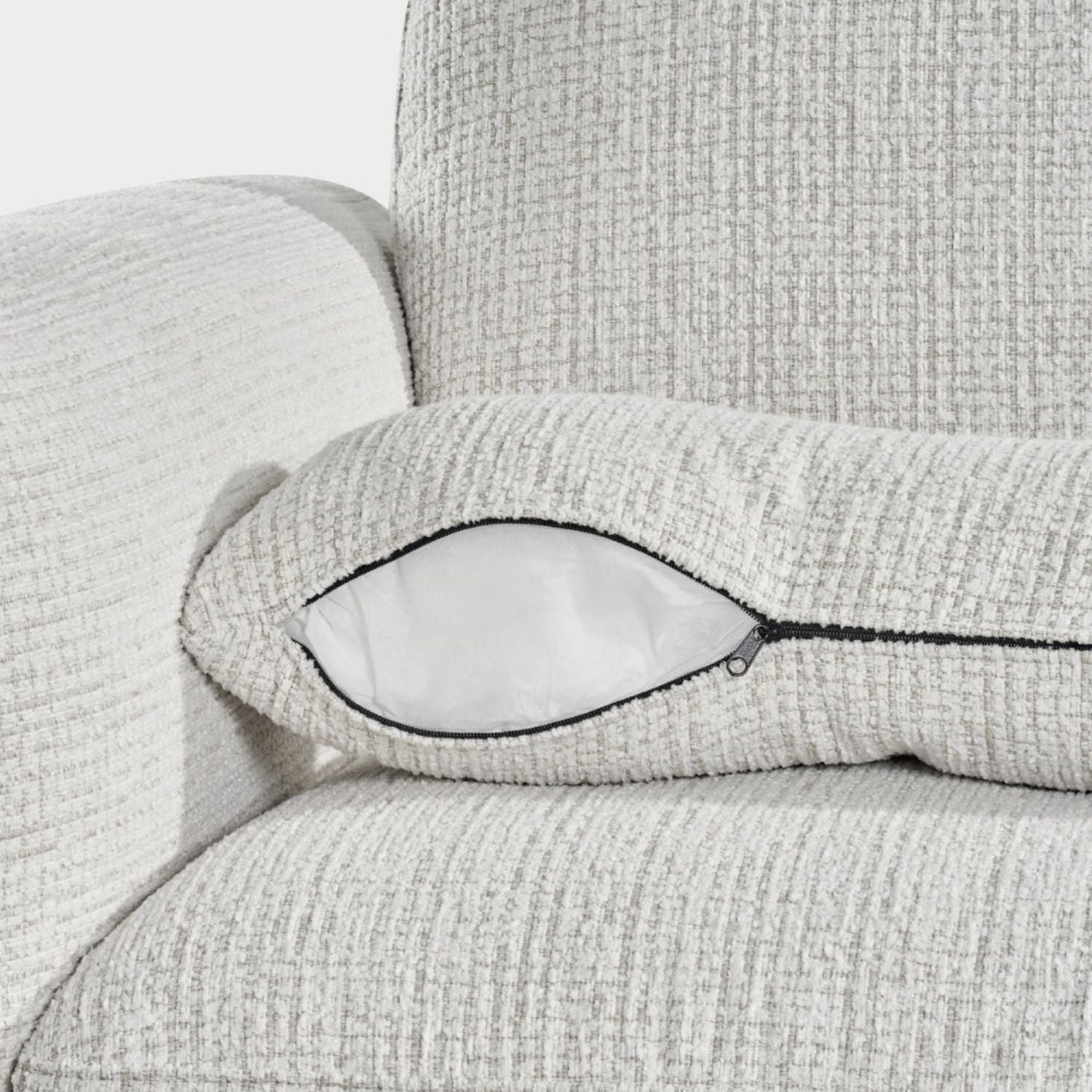 Beige Textured Fabric Armchair Laid Back Design