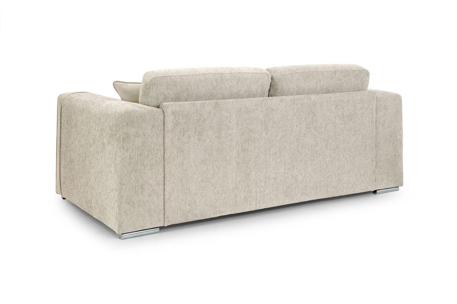 Beige Chenille Fabric Standard Back 3 Seater Sofa