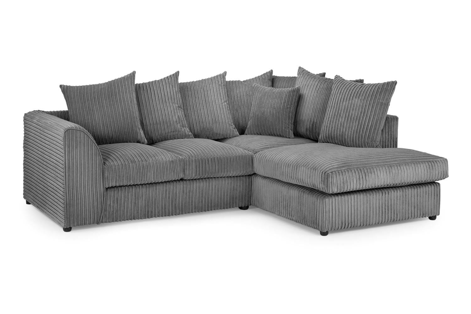 Grey Pillow back Right Hand Facing Corner Sofa