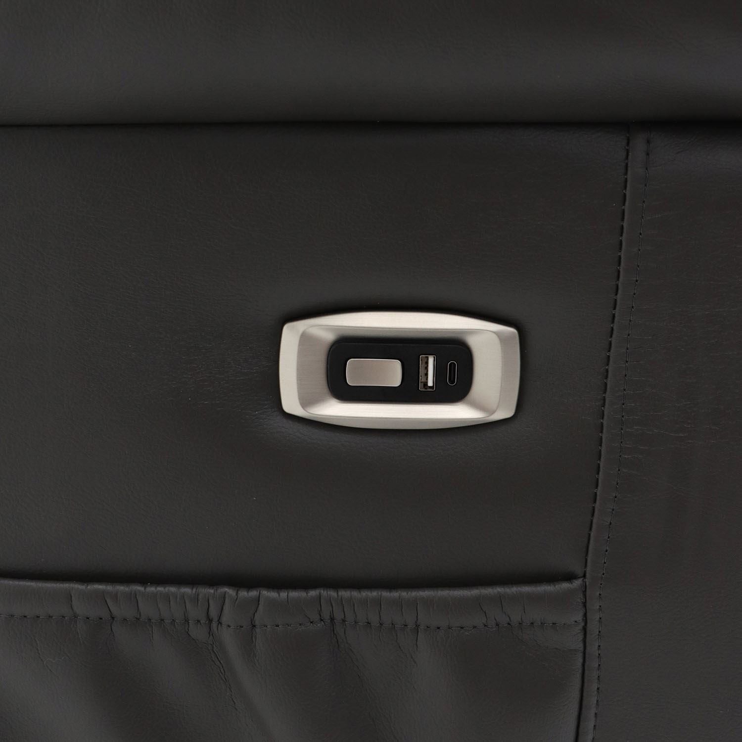 Grey Leather Effect 3 Seater Electric Recliner Sofa