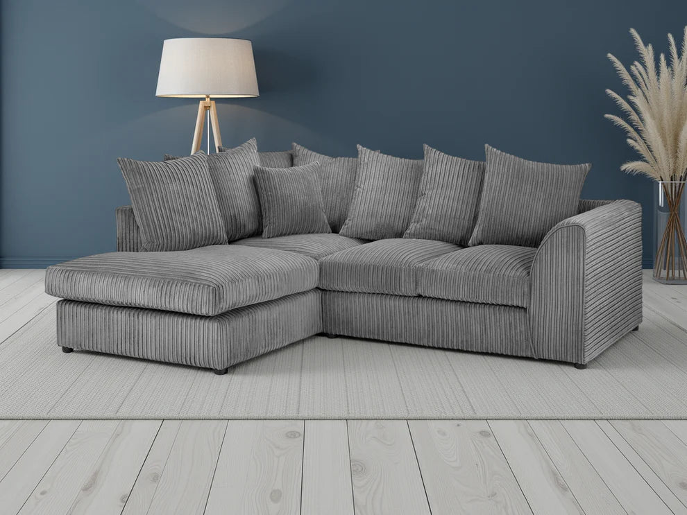 Grey Fabric Scatter Back Corner Sofa Left Hand Facing