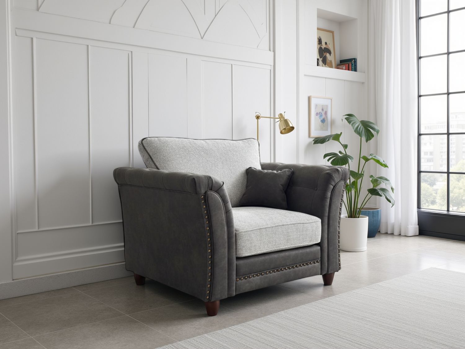 Bella Fullback Sofa Grey Armchair