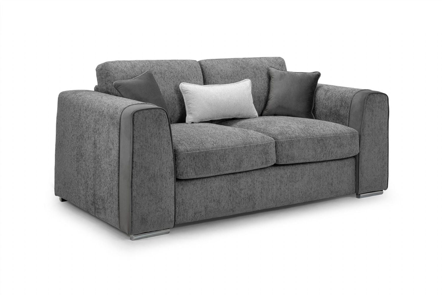 Grey Chenille Fabric Upholstered 2 Seater Sofa