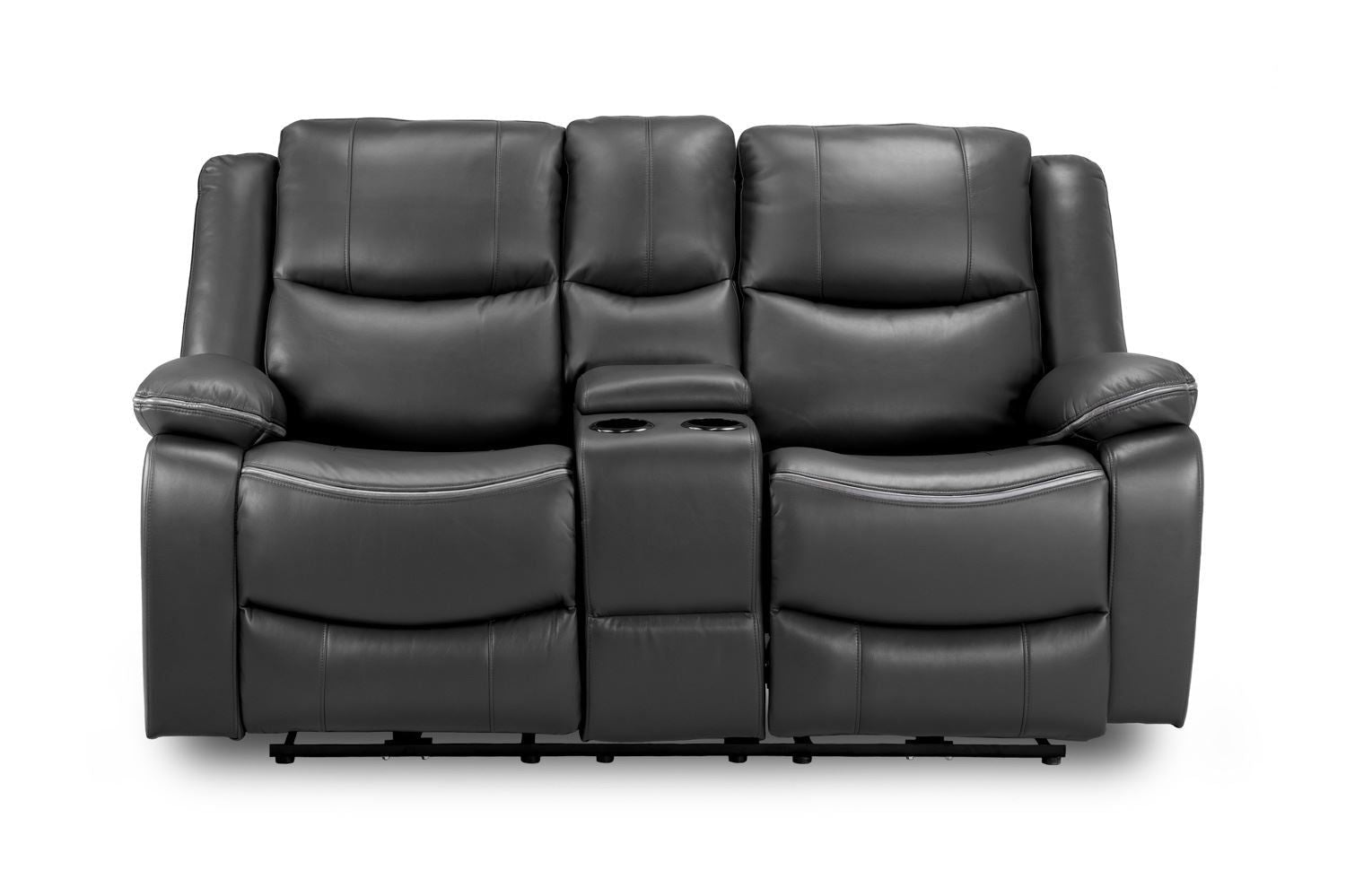 Black Leather 2 Seater High Back Electric Recliner Sofa