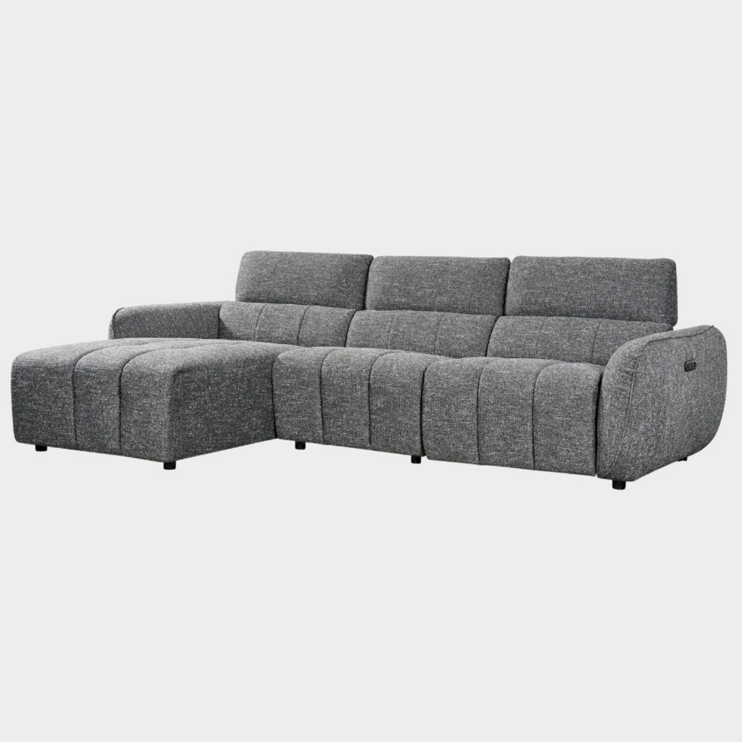 Charcoal Fabric Electric Recliner Corner Sofa Left Hand Facing