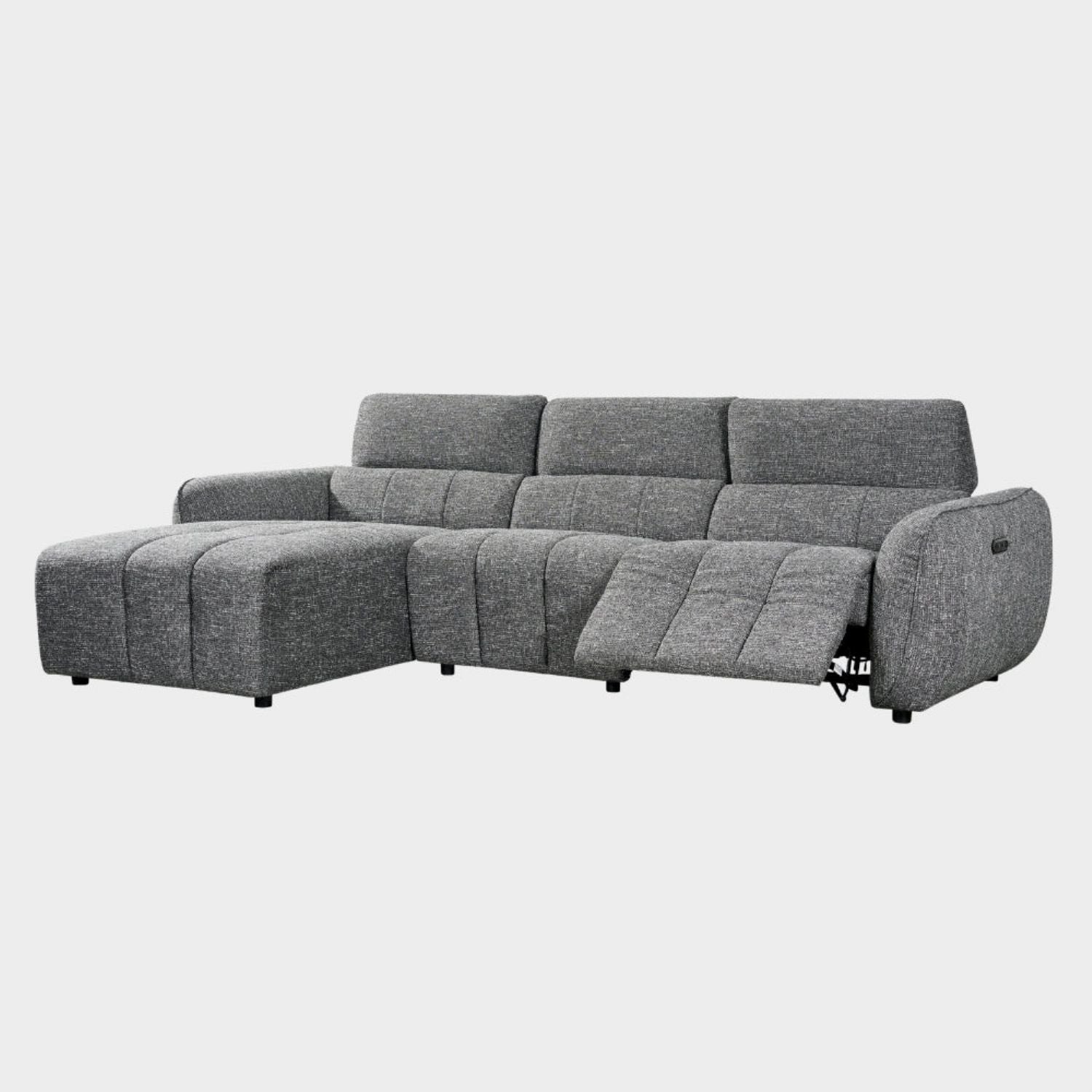 Charcoal Fabric Electric Recliner Corner Sofa Left Hand Facing
