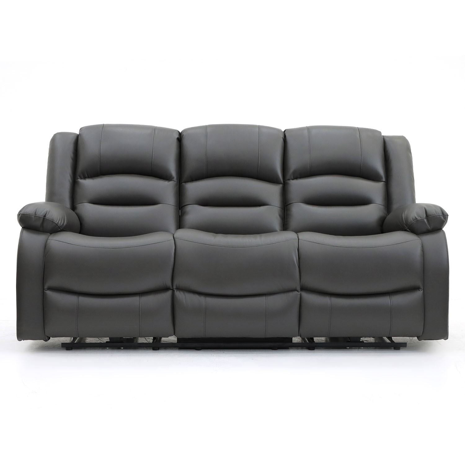 Grey Leather Effect 3 Seater Electric Recliner Sofa