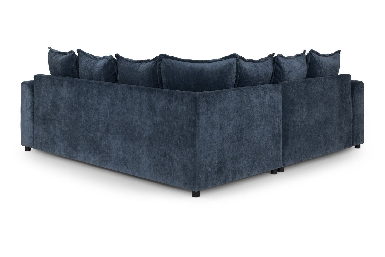 Blue Fabric Pillow Back Large Corner Sofa Group