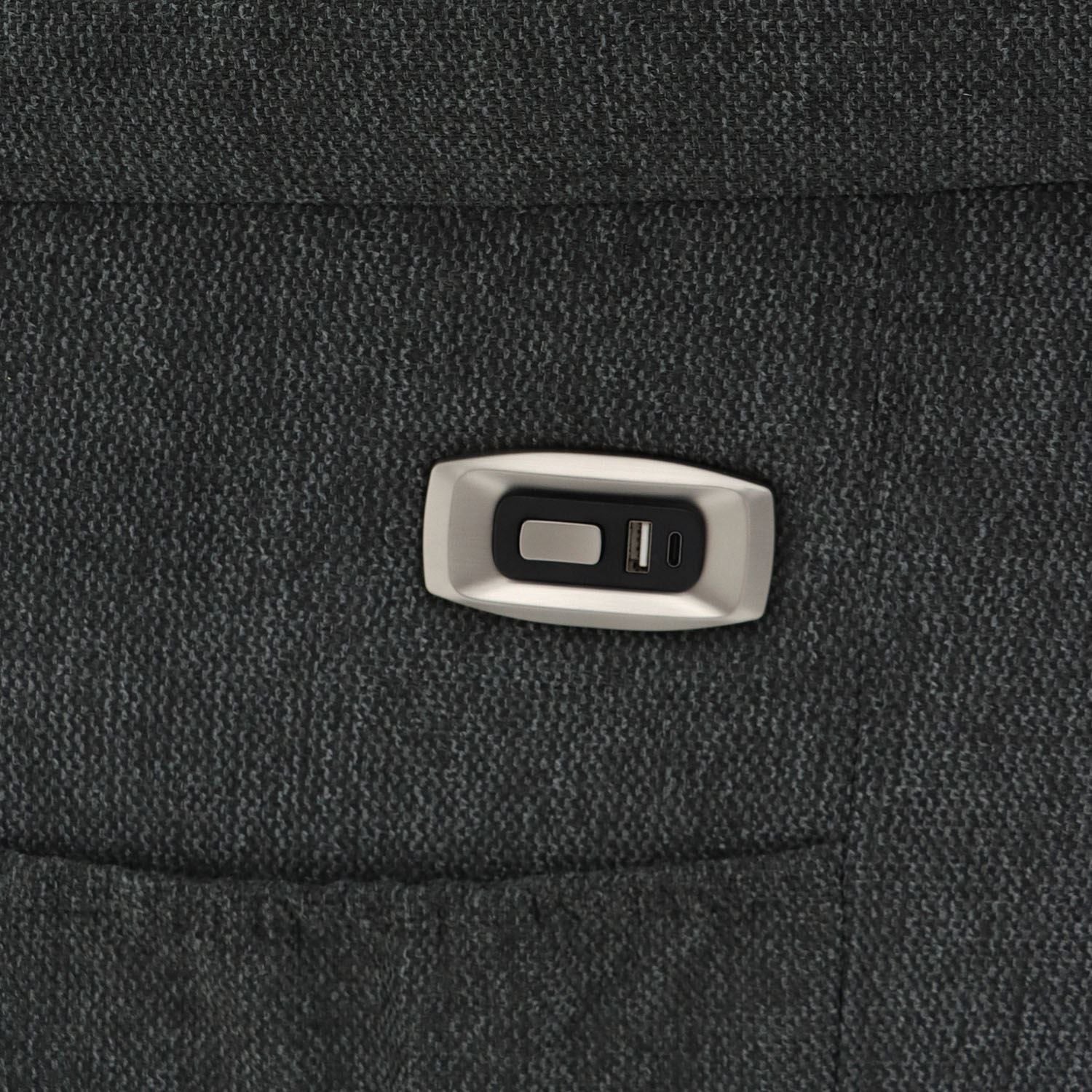 Graphite Leather Effect 2 Seater Electric Recliner with USB