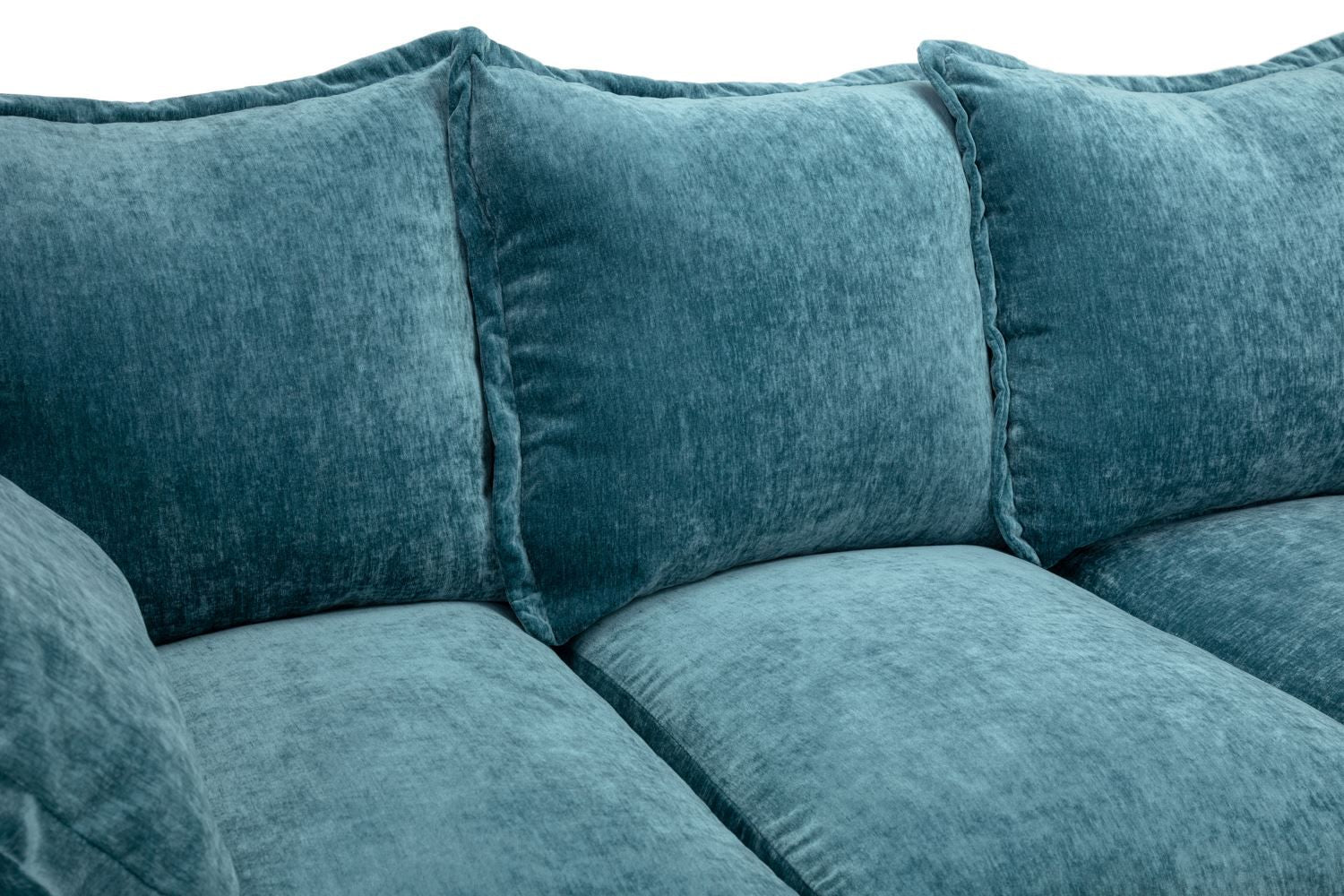 Teal Blue Fabric Large Pillow Back Corner Sofa