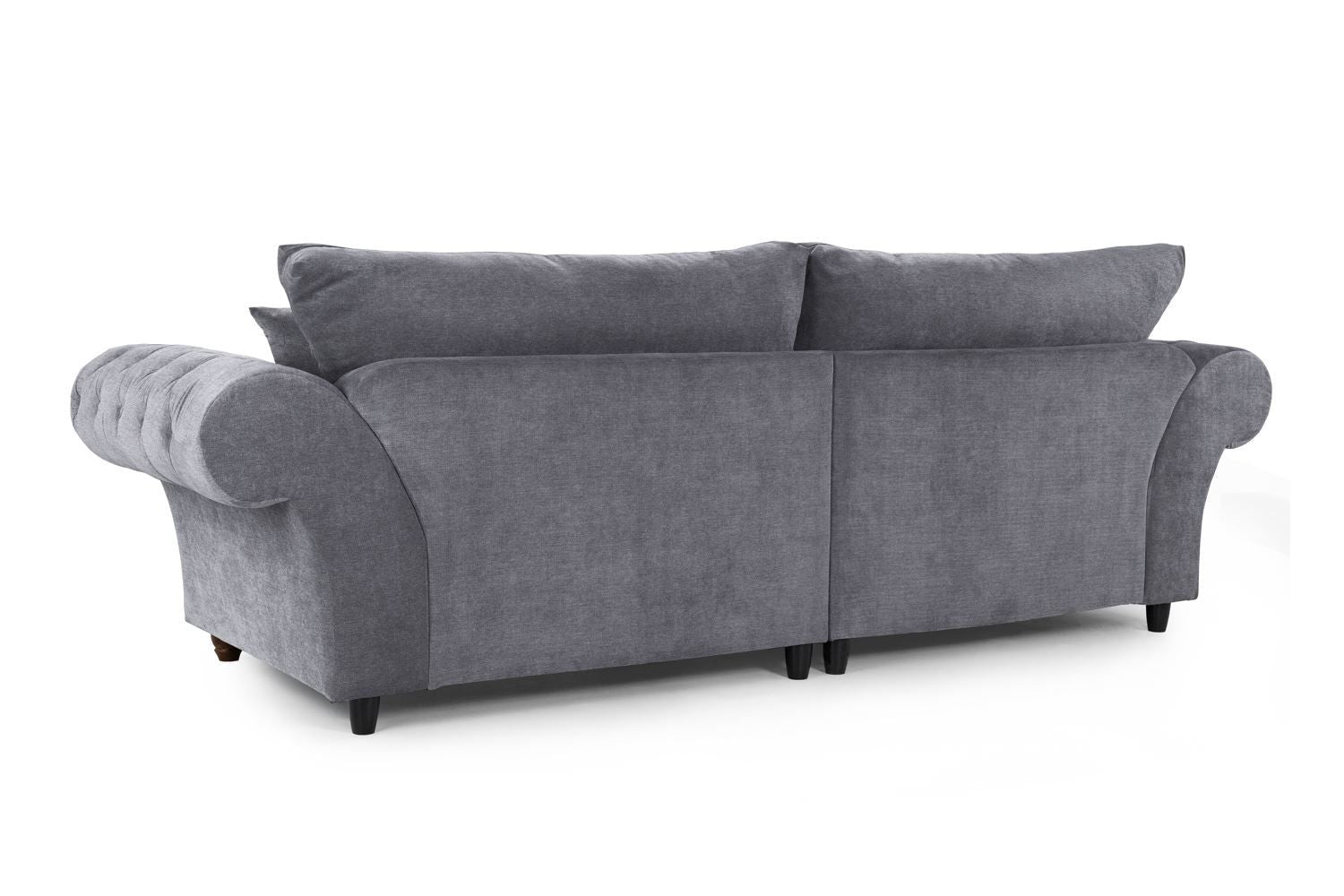 Grey Fabric 4 Seater Fullback Sofa Buttoned Tufted Arms