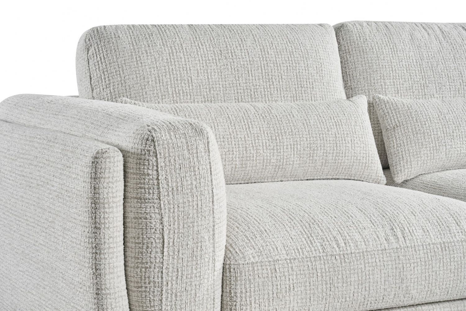 Beige Chenille Fabric 2 Seater Sofa with Chunky Arm Cushions