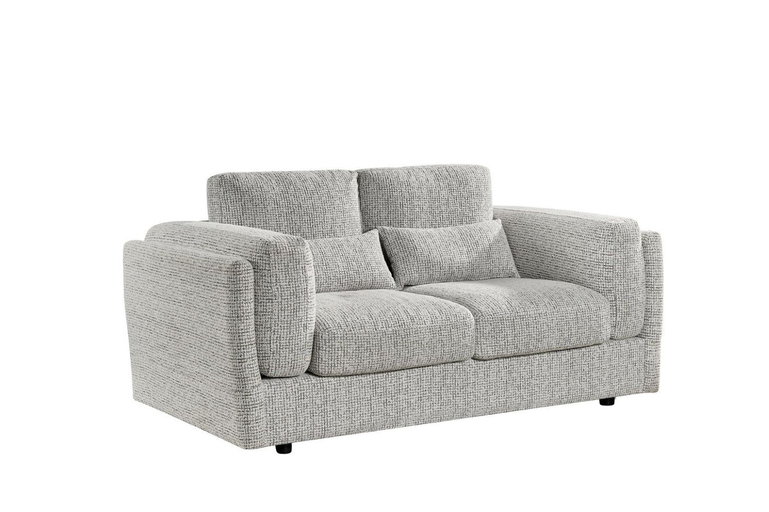Grey Chenille Fabric 2 Seater Sofa with Chunky Arm Cushions