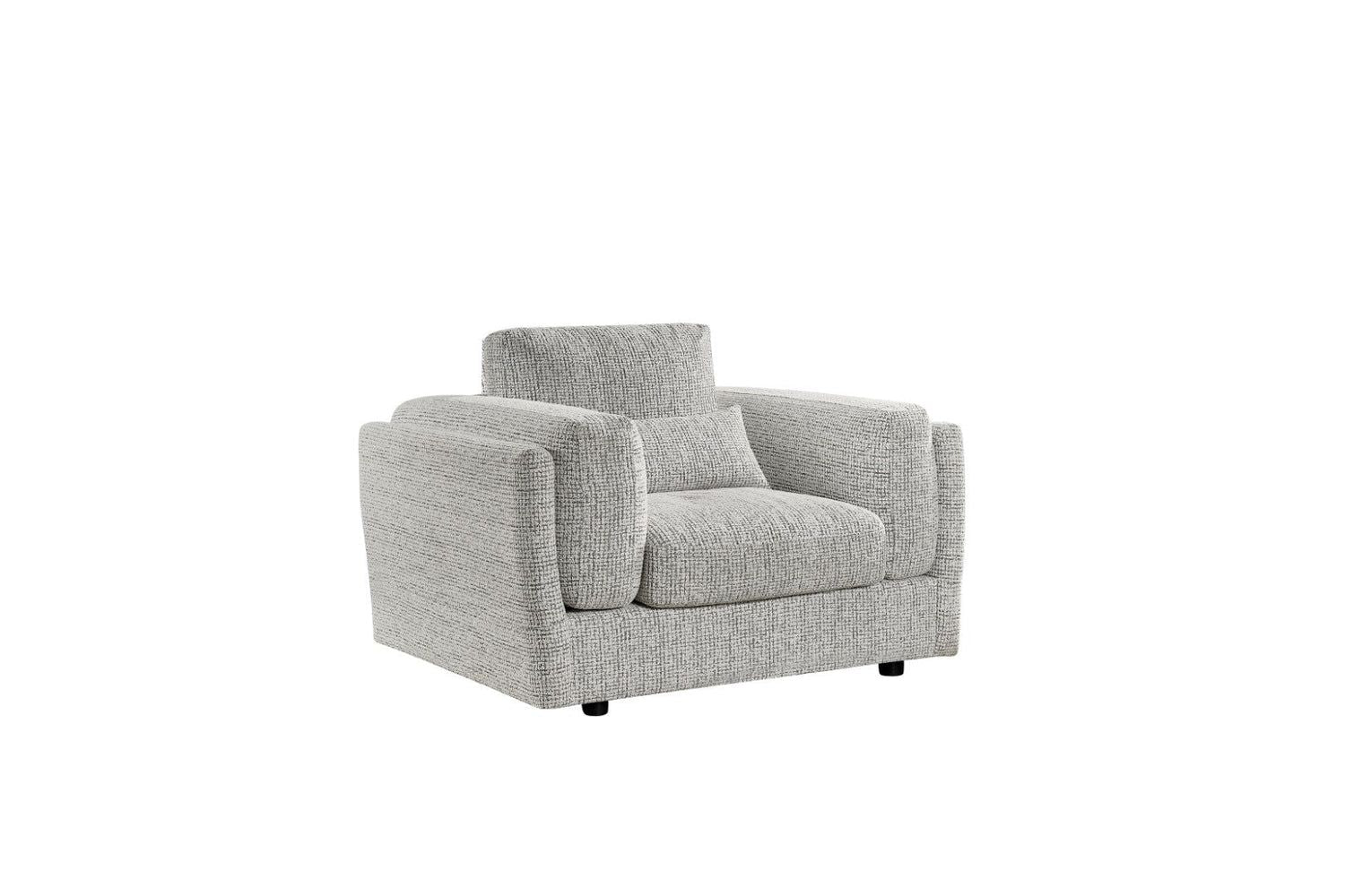 Grey Chenille Fabric Laid Back Armchair