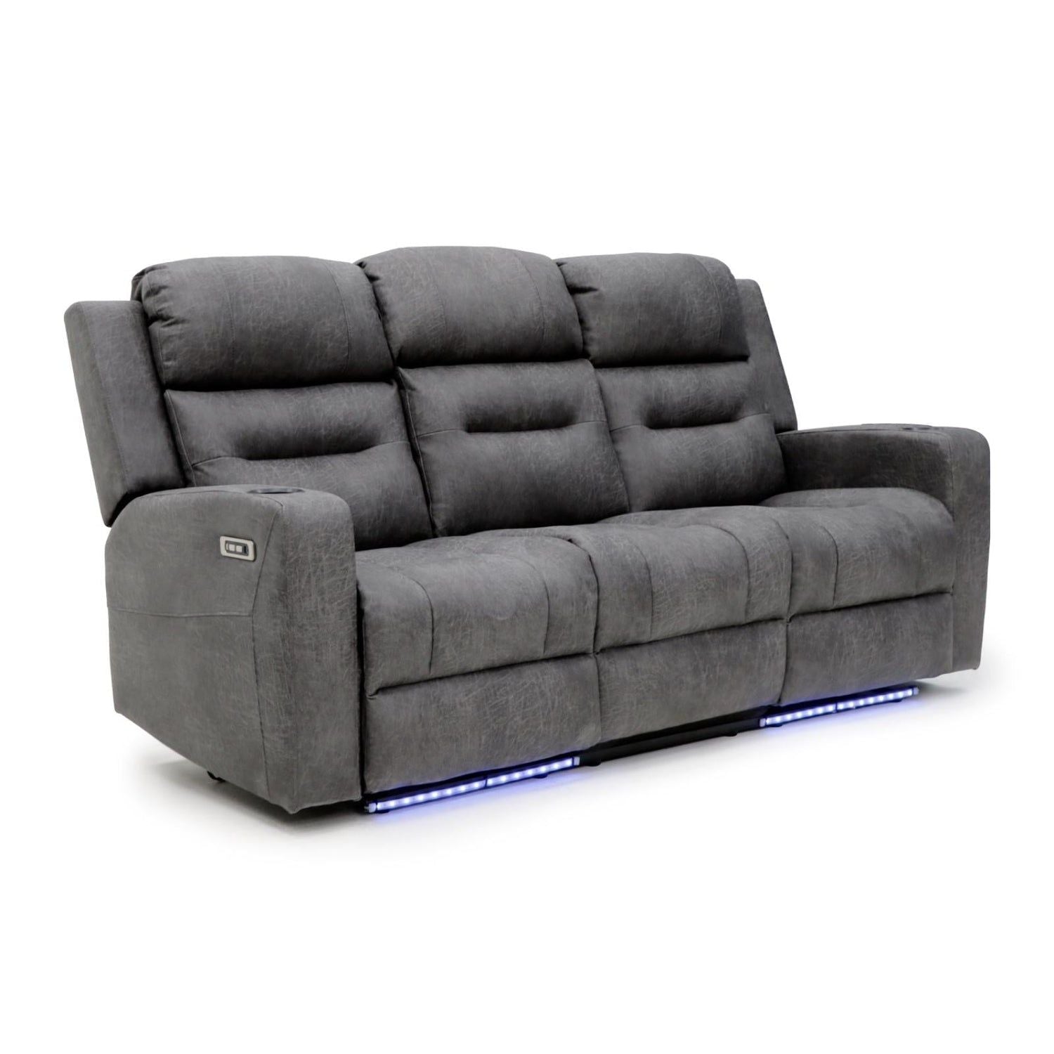 Grey Fabric 3 Seater Electric Recliner Sofa