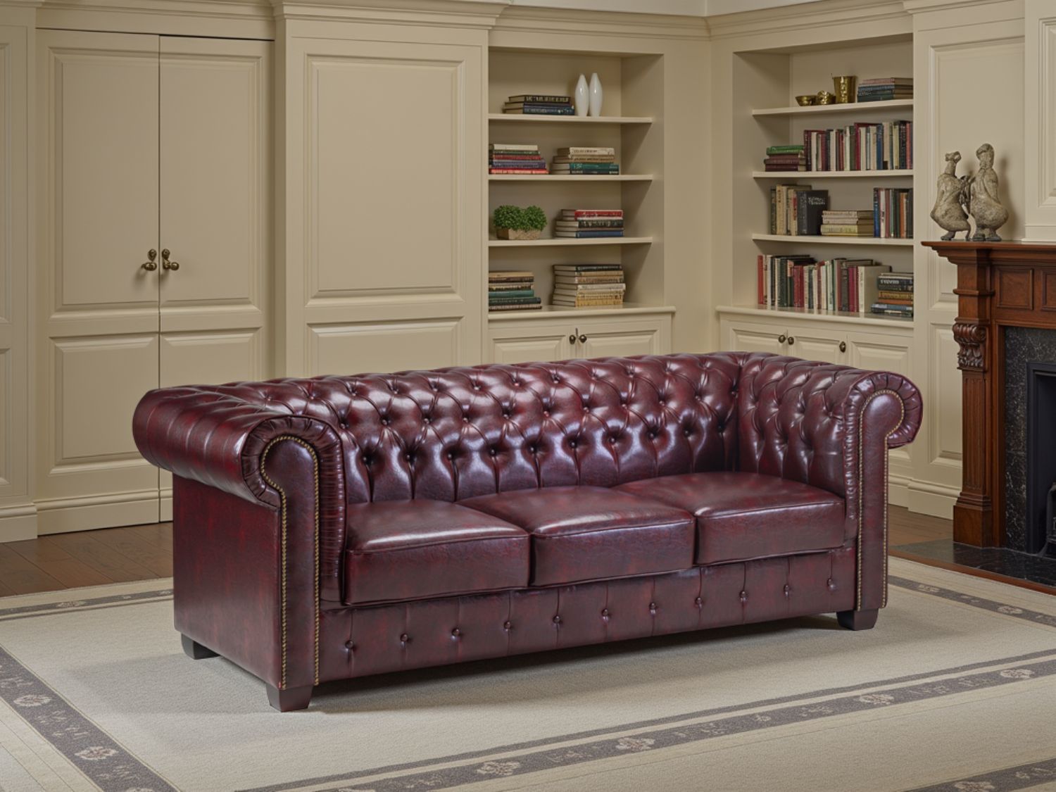 Chesterfield Sofa Oxblood Red 3 Seater