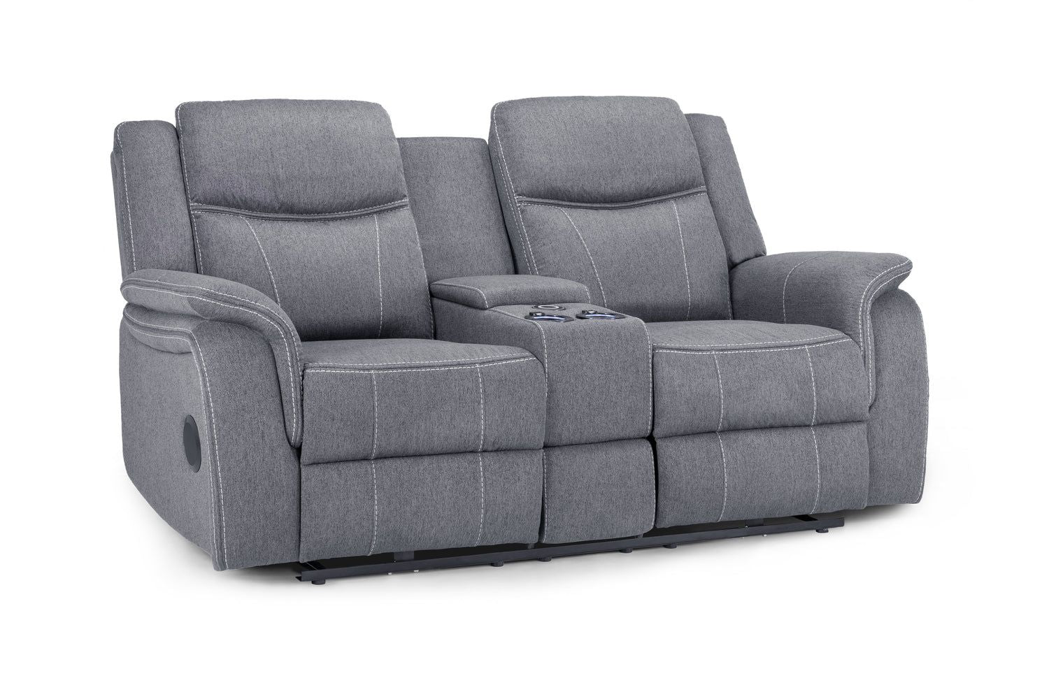 Galaxy Tech Recliner Sofa Grey Fabric 2 Seater