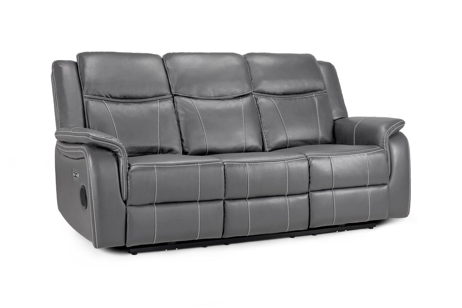 Galaxy Tech Recliner Sofa Grey 3 Seater