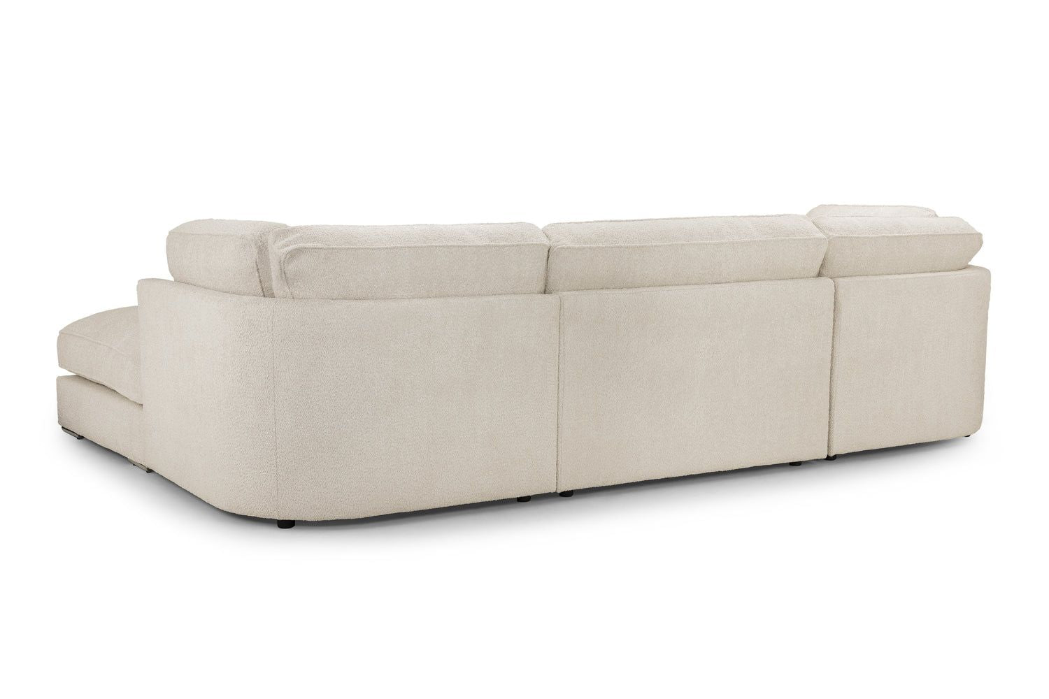 Beige Boucle Fabric U Shape Fullback Corner Sofa