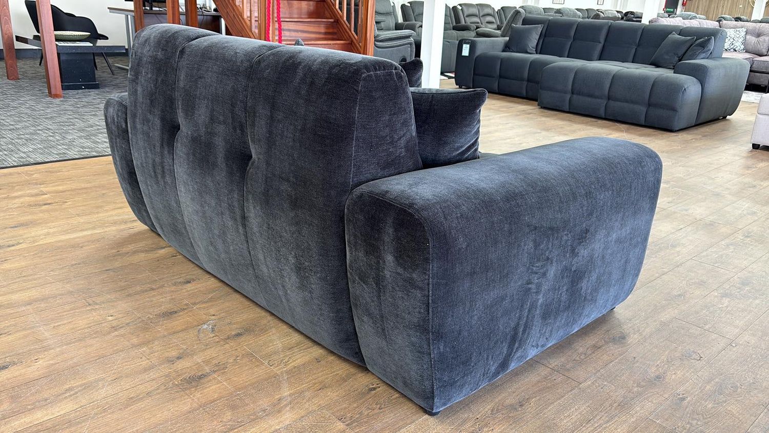 Black Velvet Fabric Upholstered 3 Seater Sofa