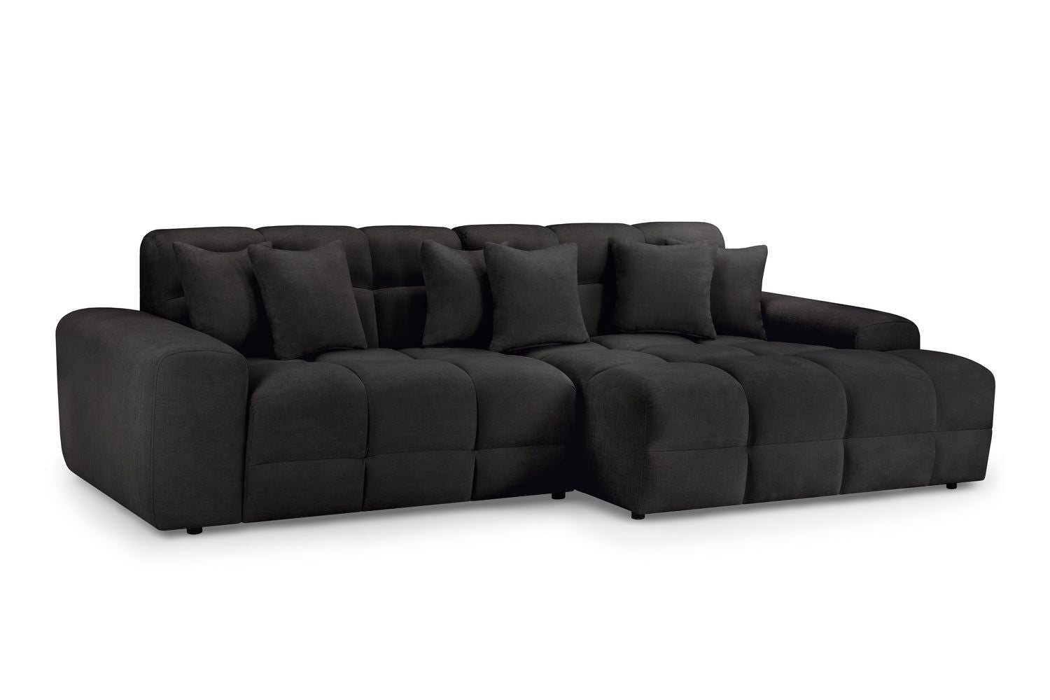 Black Fabric Upholsterd Right Hand Facing Corner Sofa