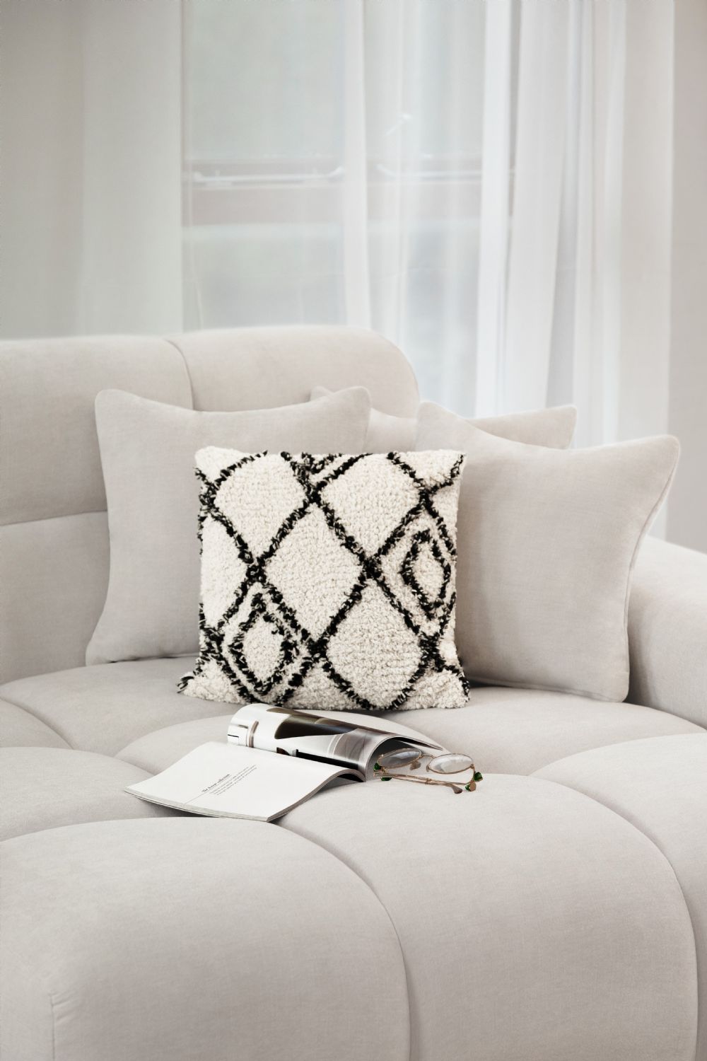 Natural Beige Fabric Right Hand Facing Corner Sofa