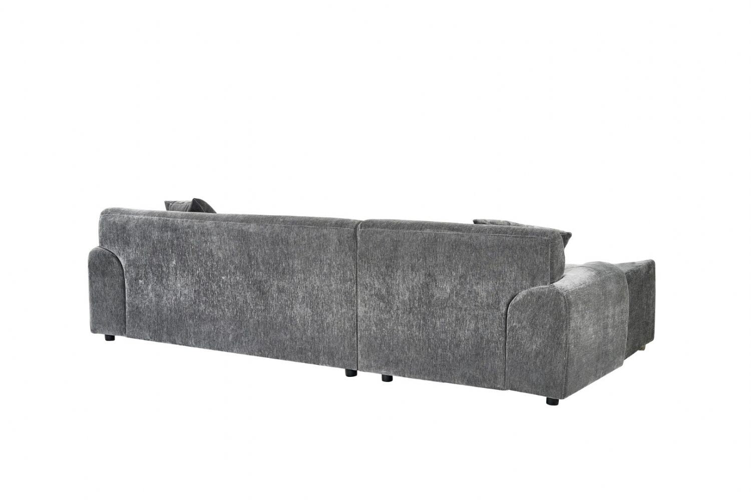 Charcoal Fabric Right Hand Facing Corner Sofa Chrome Feet