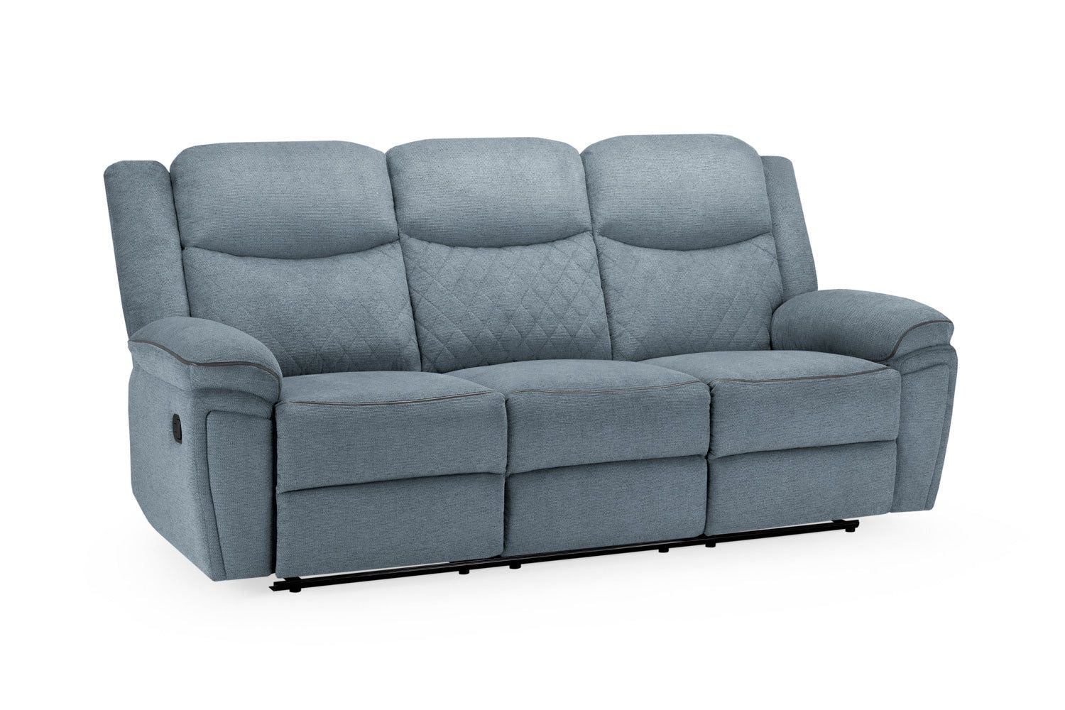 Grey Fabric Manual 3 Seater Recliner Sofa