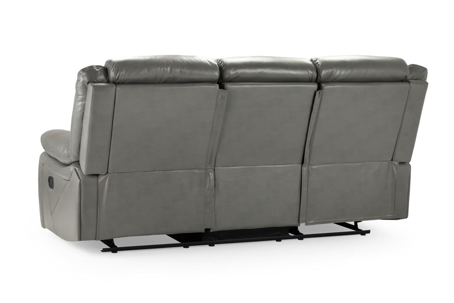 Grey Leather Effect 3 Seater Manual Recliner Sofa