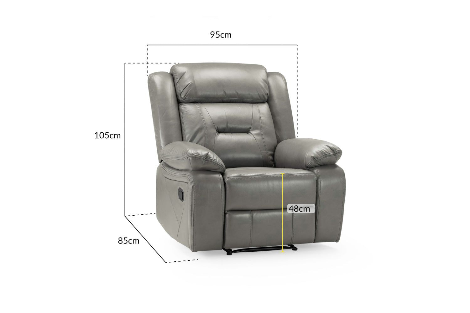 Grey Leather Effect Manual Recliner Armchair