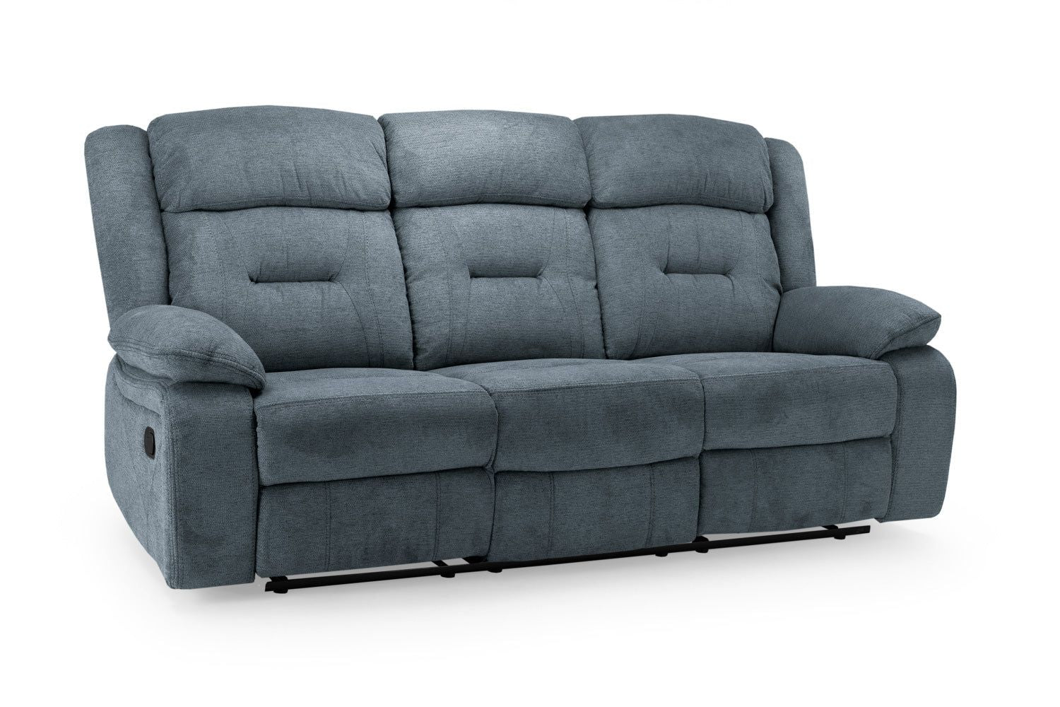 Grey Fabric 3 Seater Manual Recliner Sofa