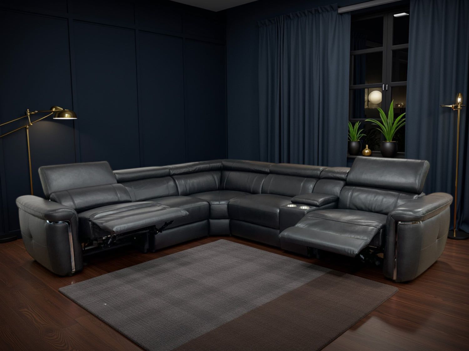 Somerville Electric Recliner Sofa Black Large Corner