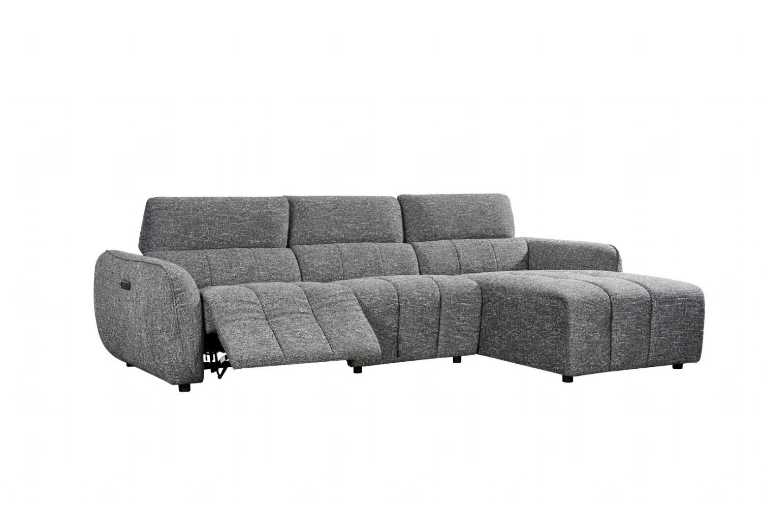Charcoal Fabric Electric Recliner Corner Sofa RHF
