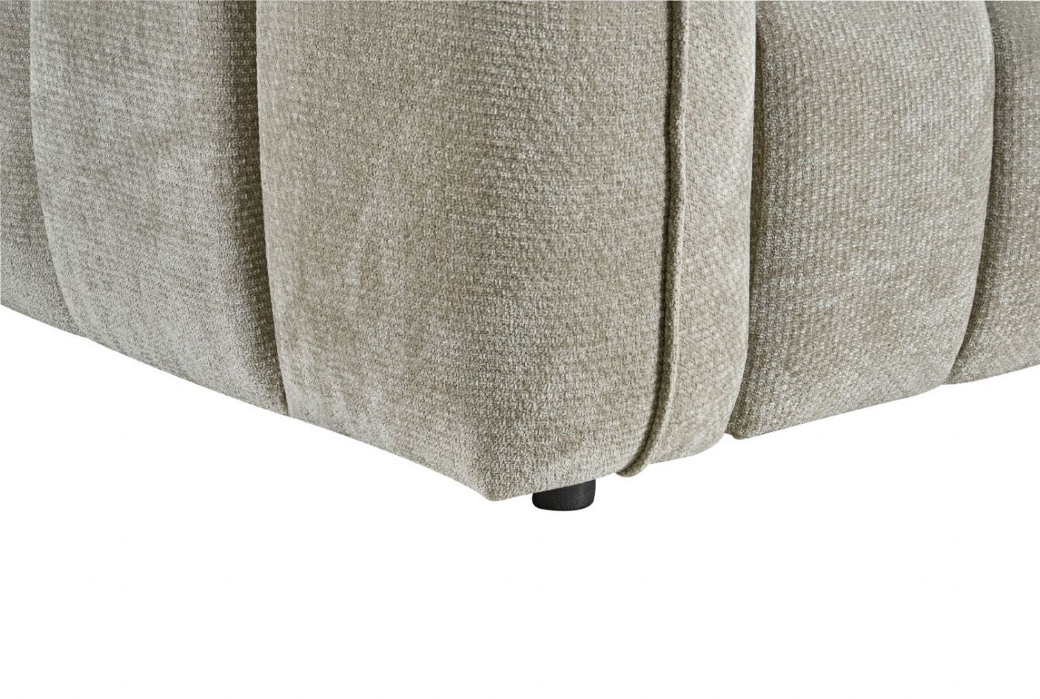 Beige Fabric Channel Tufted Design 3 Seater Sofa