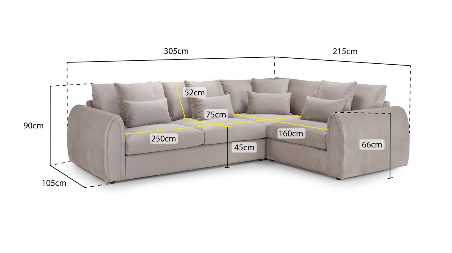 Grey Velvet Corner Group Sofa Right Hand Facing