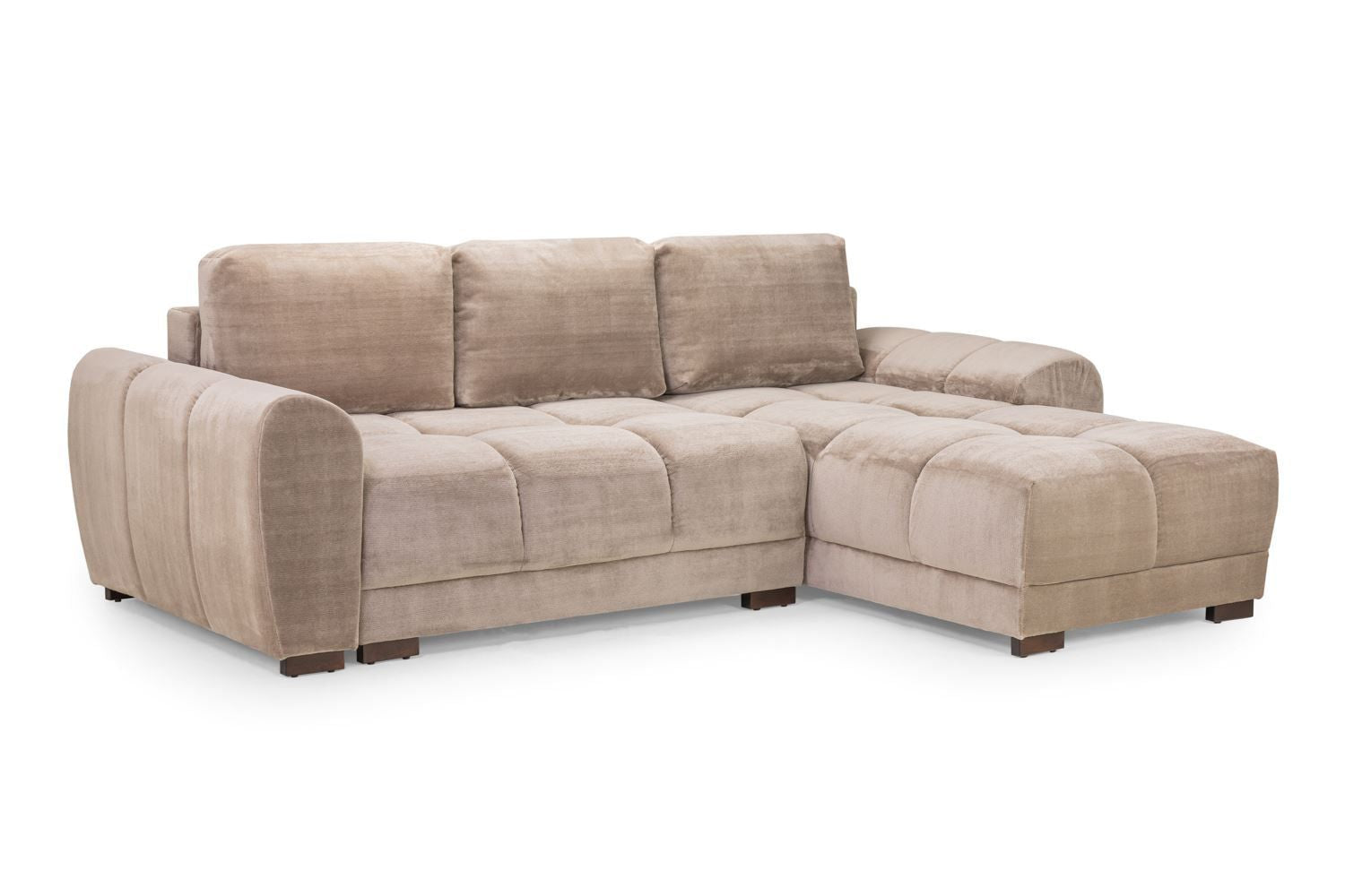 Mocha Velvet Upholstery Large Convertible Corner Sofabed