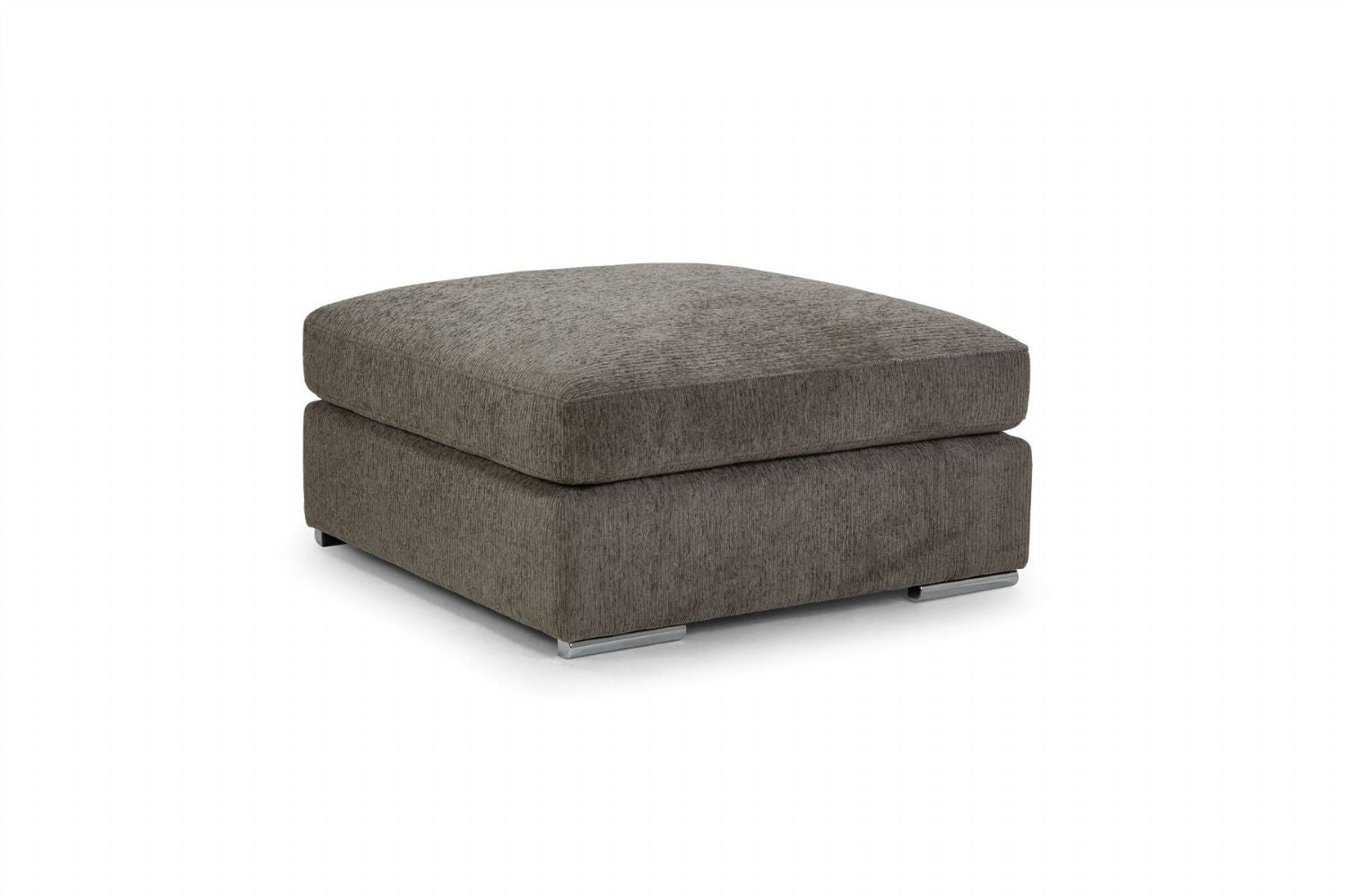 Mocha Grey Chenille Fabric Square Footstool