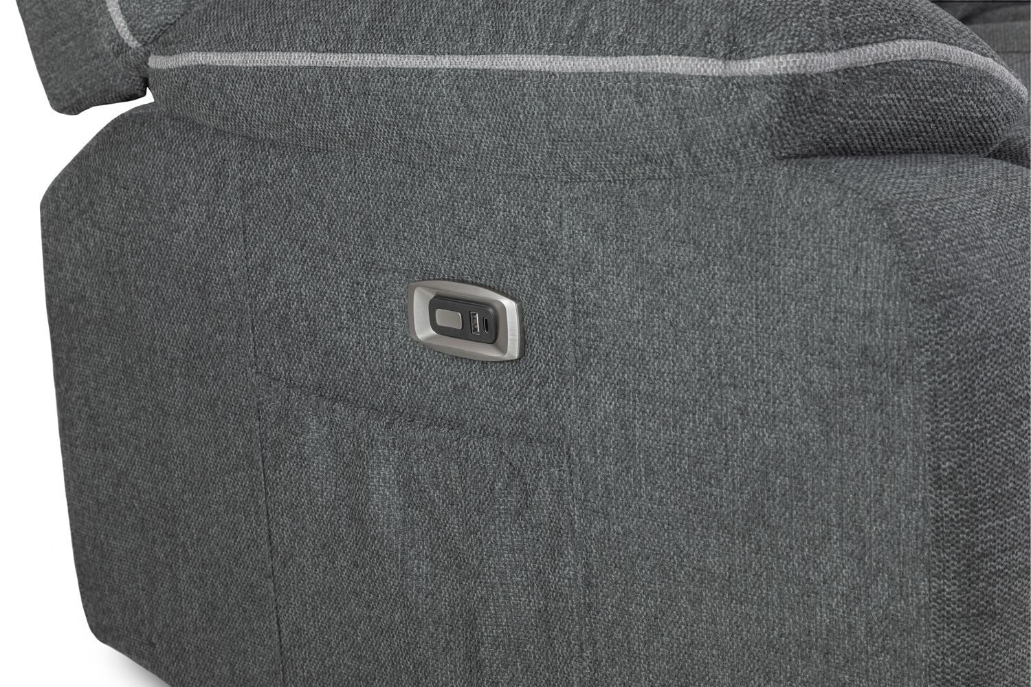 Grey Fabric 3 Seater High Back Electric Recliner Sofa