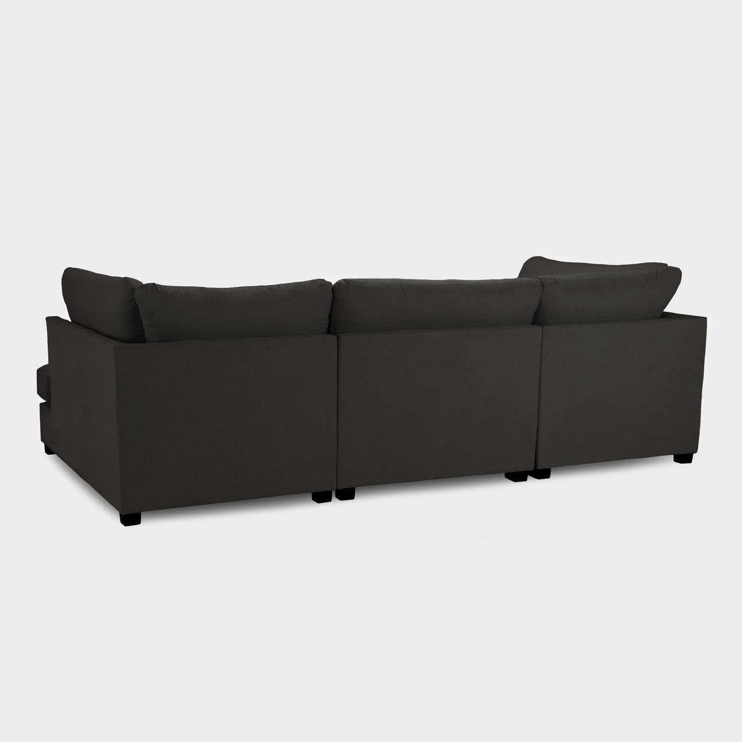 Black Fabric Upholstered U Shape Corner Sofa