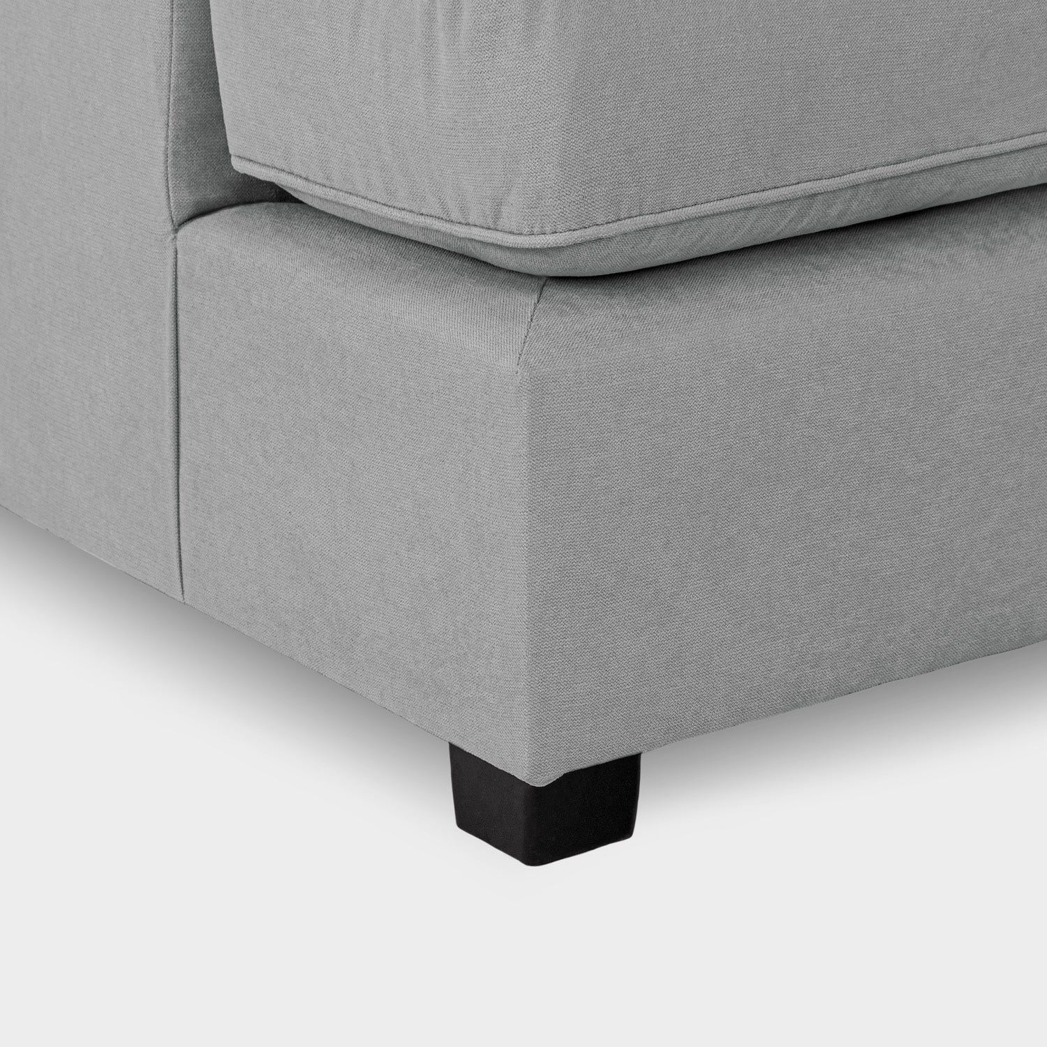 Grey Fabric Upholstery U Shape Corner Sofa Black Feet