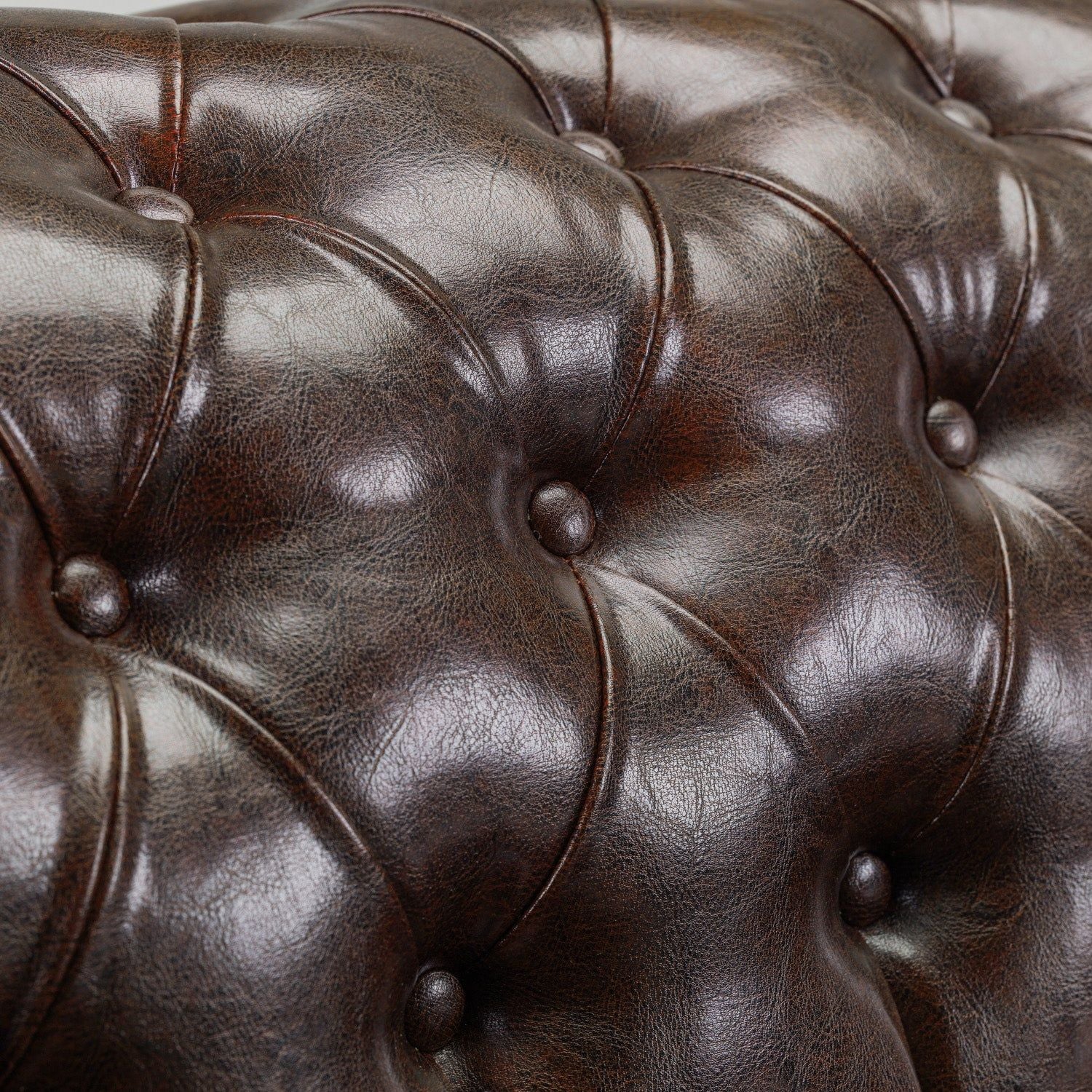 Antique Brown Bonded Leather 3 Seater Chesterfield Sofa