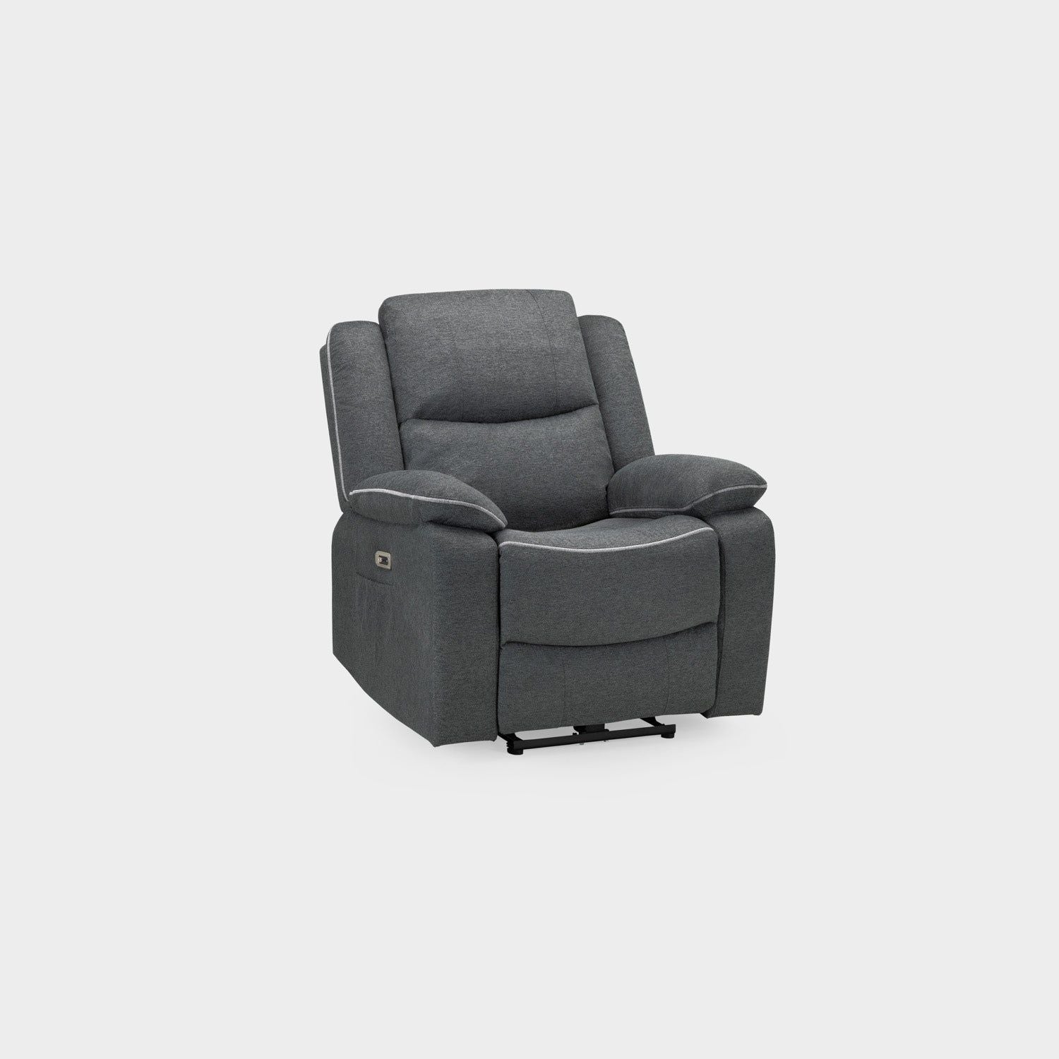 Grey Fabric Electric Recliner Armchair with Cup Holder