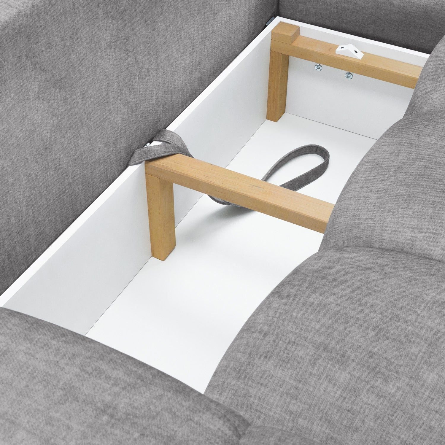 Grey Fabric Universal Corner Sofabed with Storage