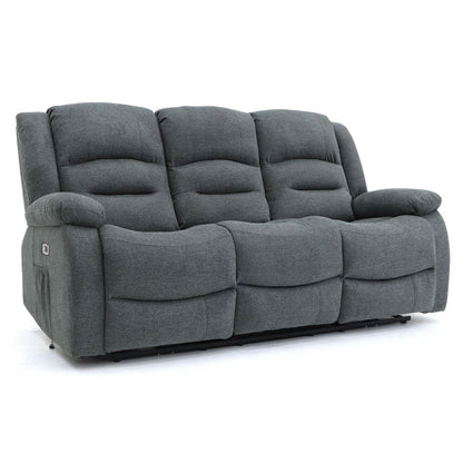 Graphite Fabric 3 Seater Electric Recliner Sofa