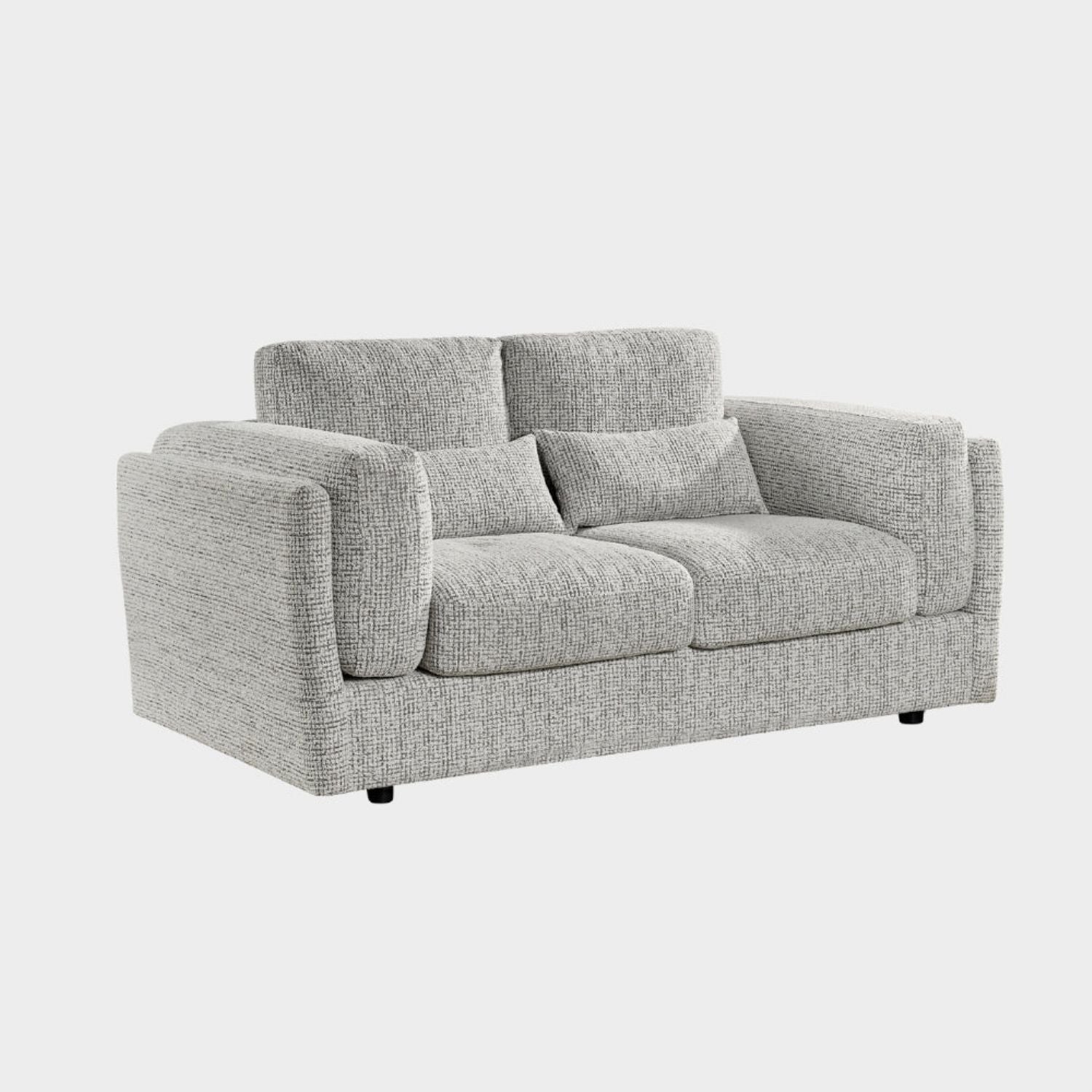 Grey Chenille Fabric 2 Seater Sofa with Chunky Arm Cushions