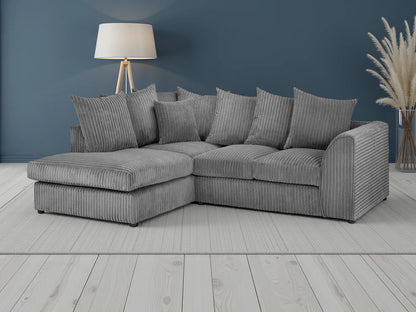 Grey Fabric Scatter Back Corner Sofa Left Hand Facing