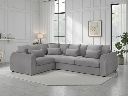 Grey Fabric Pillow Back Corner Sofa Left Hand Facing