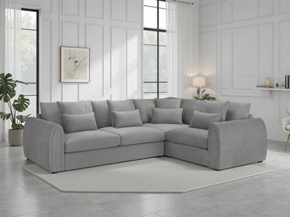 Grey Velvet Corner Group Sofa Right Hand Facing
